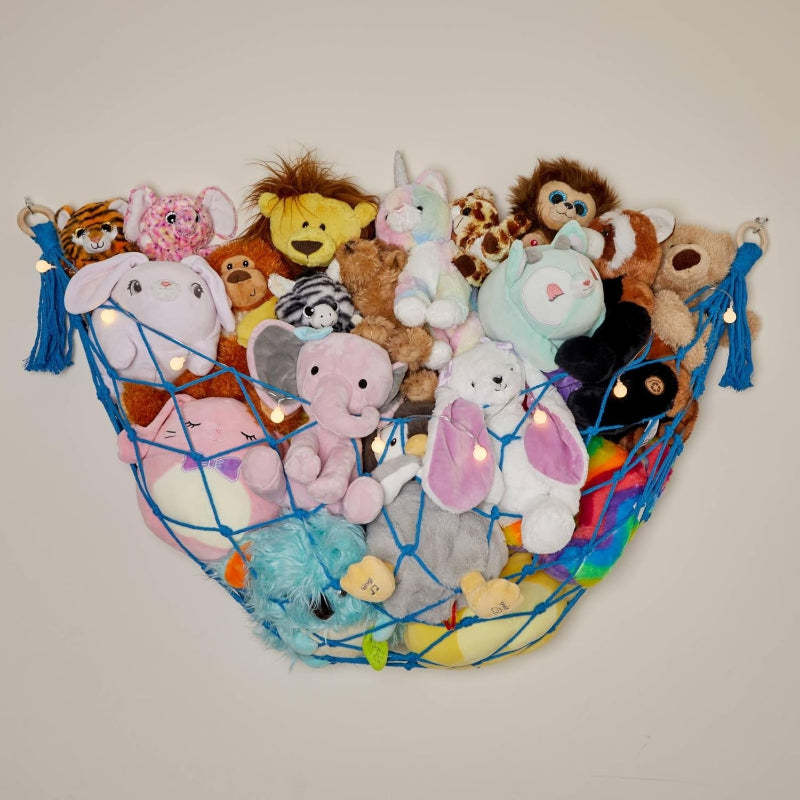 Macrame Stuffed Animal Hammock With LED String Lights