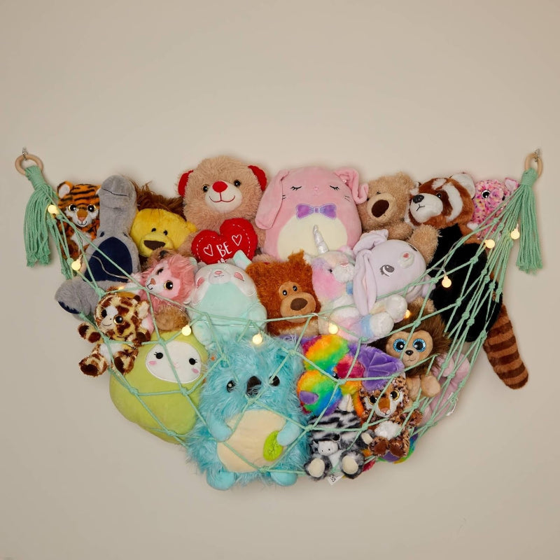 Macrame Stuffed Animal Hammock With LED String LightsMacrame Stuffed Animal Hammock With LED String Lights - Image 9