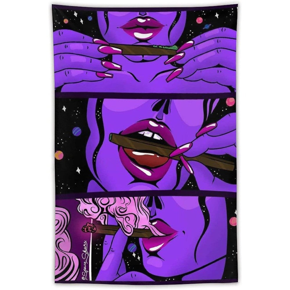 Smoke Cool Girl Art Tapestry Wall Hanging Tapis Cloth
