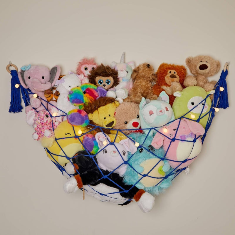 Macrame Stuffed Animal Hammock With LED String LightsMacrame Stuffed Animal Hammock With LED String Lights - Image 5