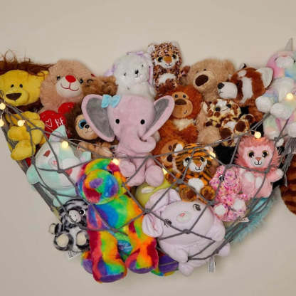 Macrame Stuffed Animal Hammock With LED String Lights