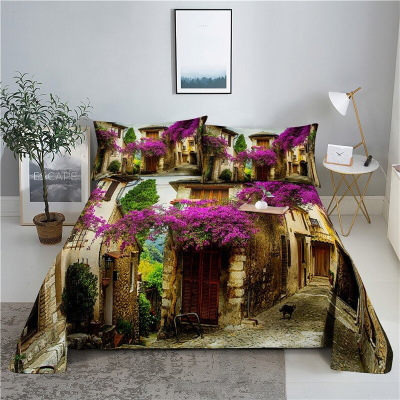 Printed Lavender Garden Bedding Set