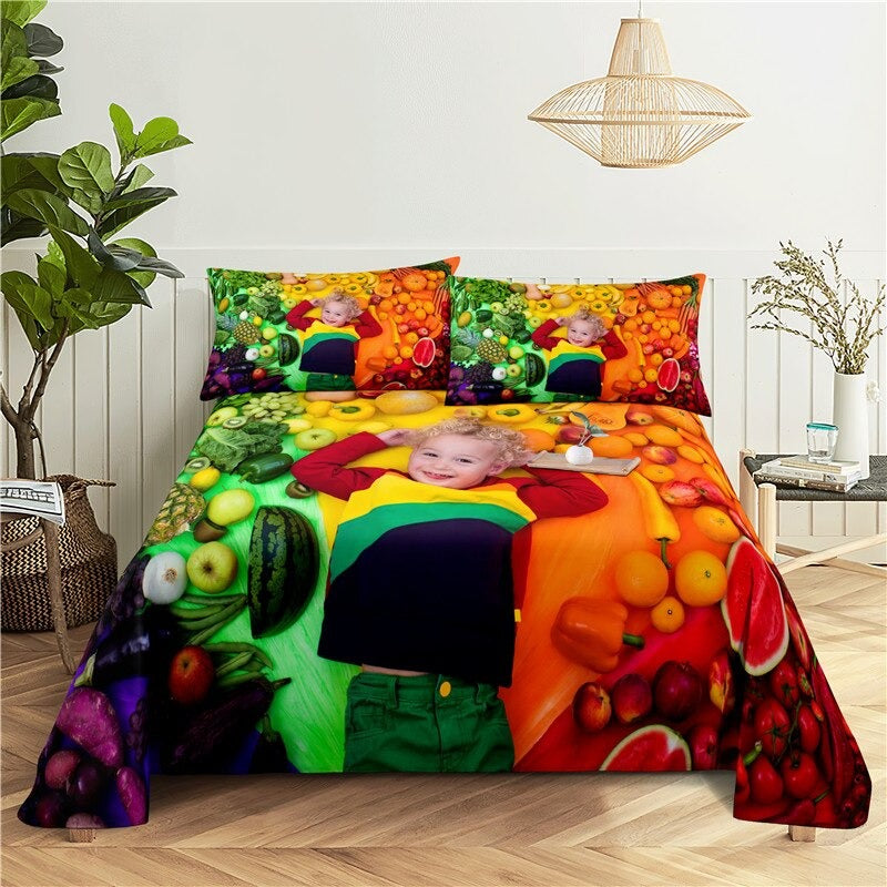 Fresh Fruit Print Bed Flat Bedding Set