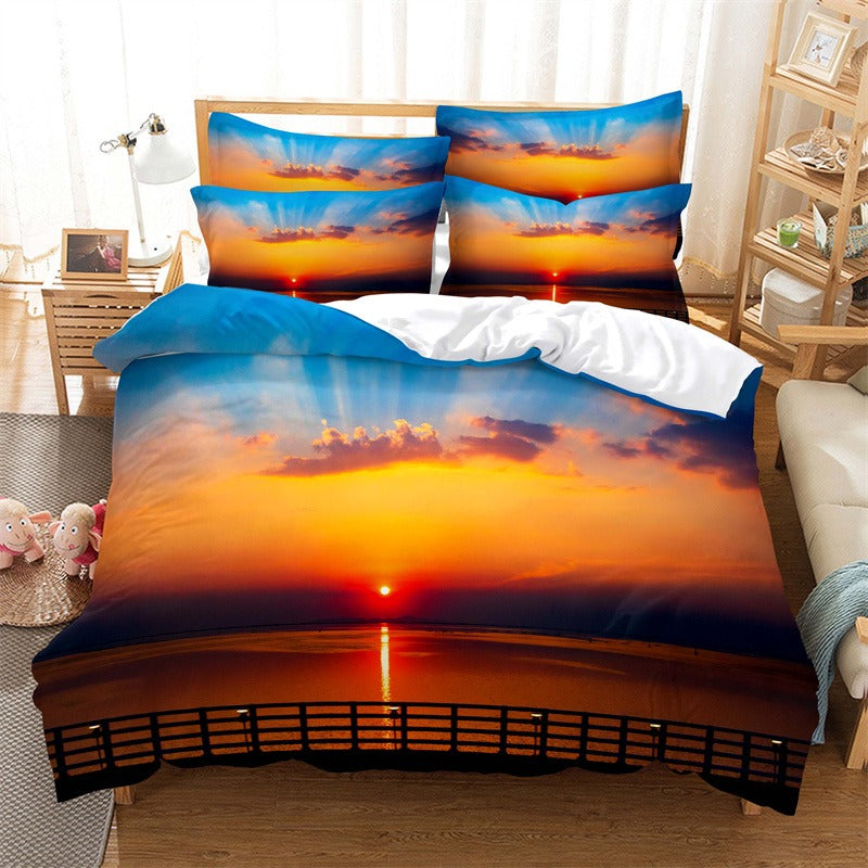 Water Flow Print Duvet Cover Sheet Bedding Set