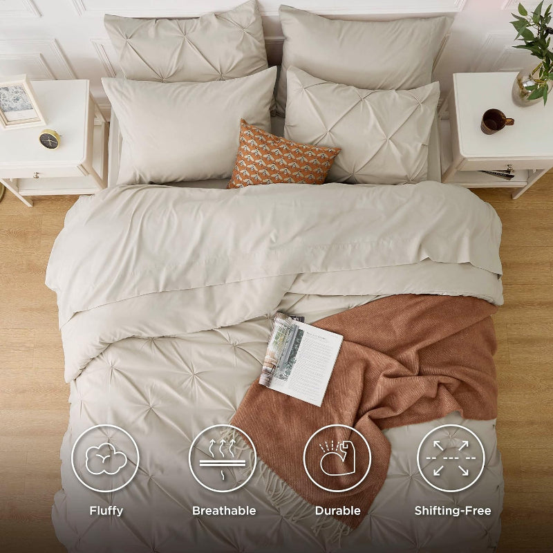 7 Pieces Comforters Pintuck Bedding Sets With Pillowcases And Shams7 Pieces Comforters Pintuck Bedding Sets With Pillowcases And Shams - Image 9