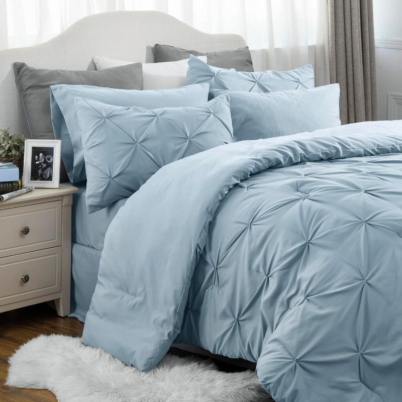7 Pieces Comforters Pintuck Bedding Sets With Flat Sheet And Fitted Sheet7 Pieces Comforters Pintuck Bedding Sets With Flat Sheet And Fitted Sheet - Image 8