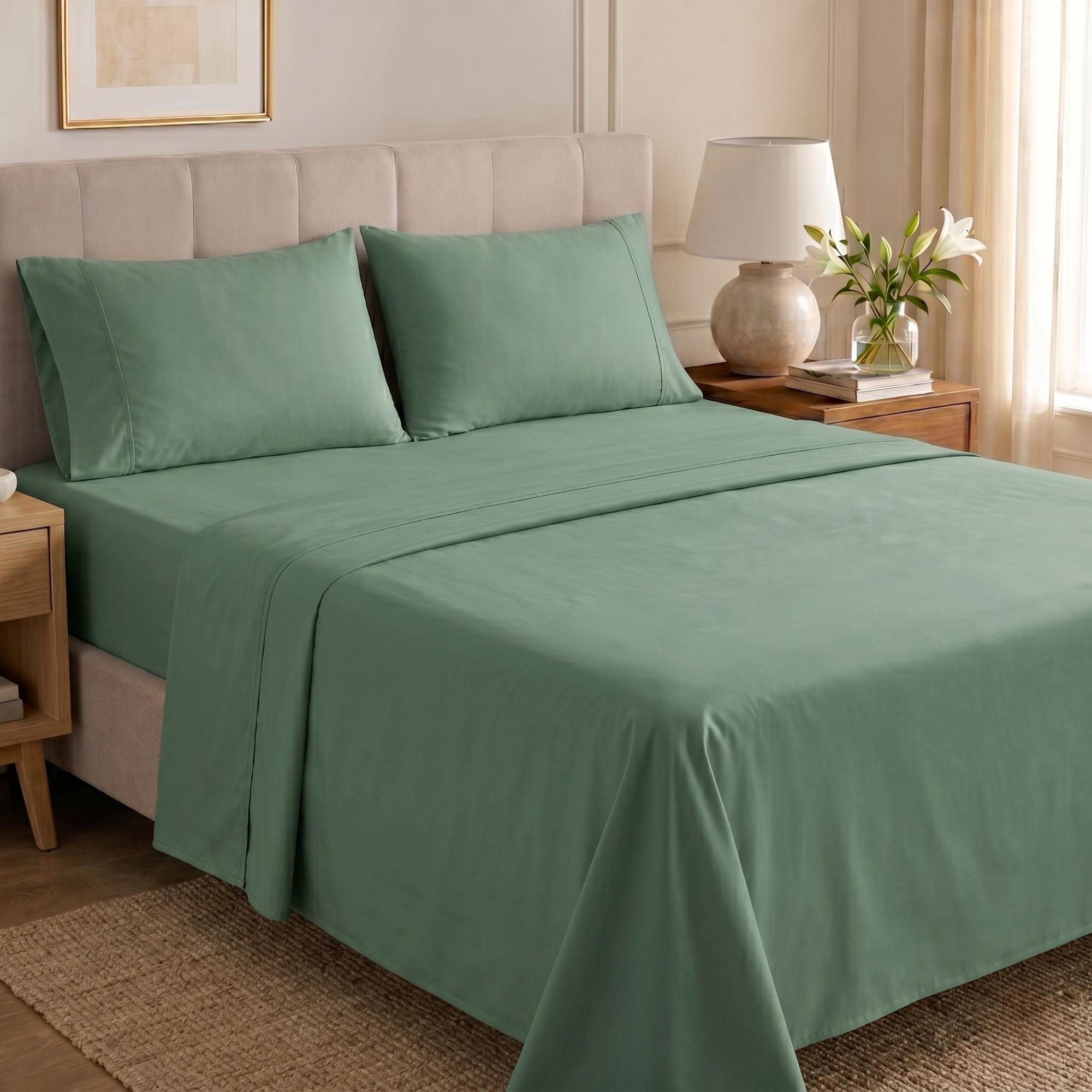 4 Piece Cooling Microfiber Sheet Set With Deep Pocket Design