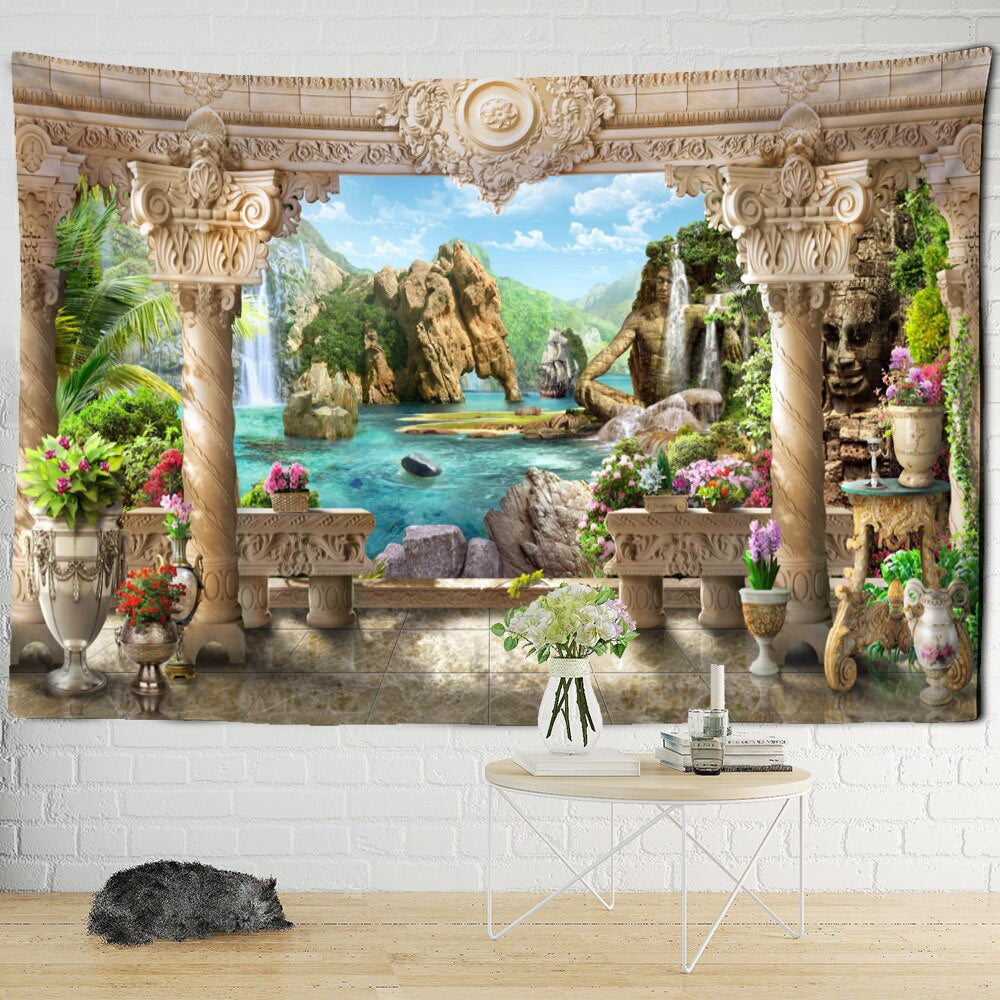 Corridor Scenery Tapestry Wall Hanging Tapis Cloth