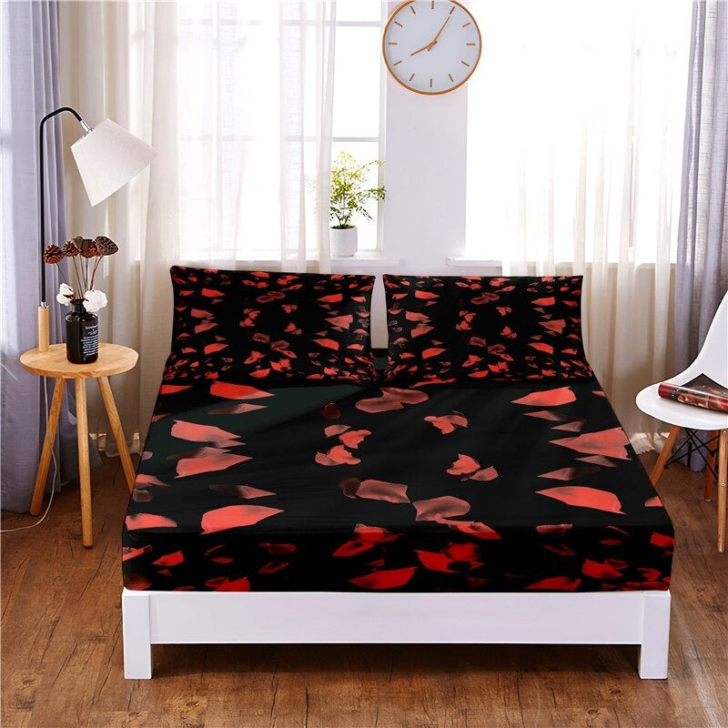 Flowers Digital Printed 3pc Polyester Bedding Set