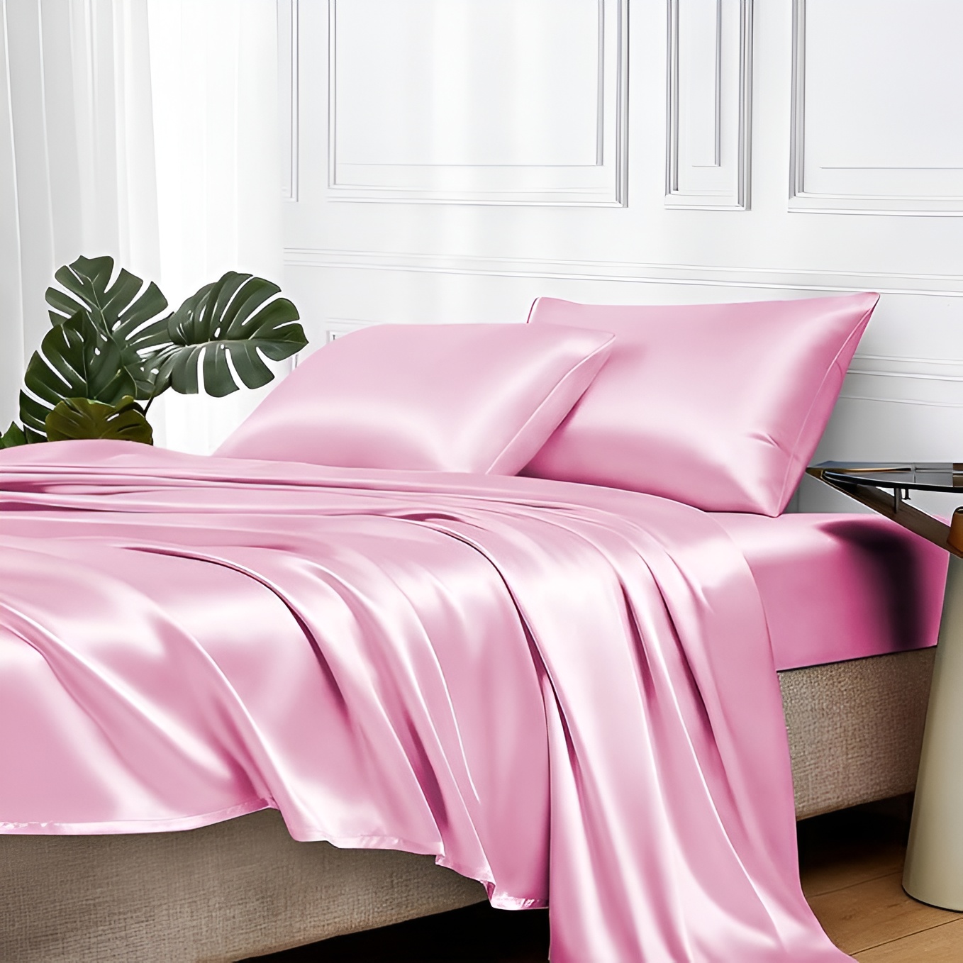 4 Piece Of Satin Queen Sheet Set With Deep PocketSilky Satin 4 Piece Sheet Set With Deep Pockets - Image 12