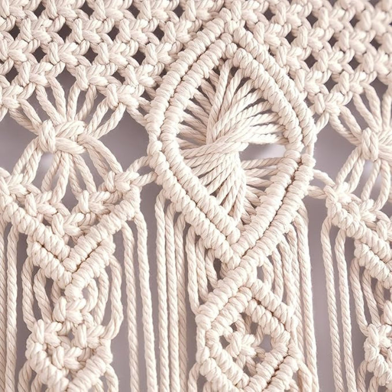 Handmade Cotton Boho Curtain - Woven Decorative Panel