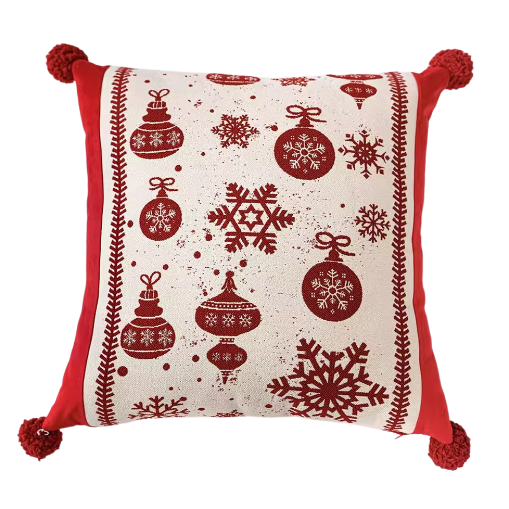 Jacquard Dyed Christmas Cushion CoverSnowman And Gifts Design Festive Christmas Cushion Cover - Image 3