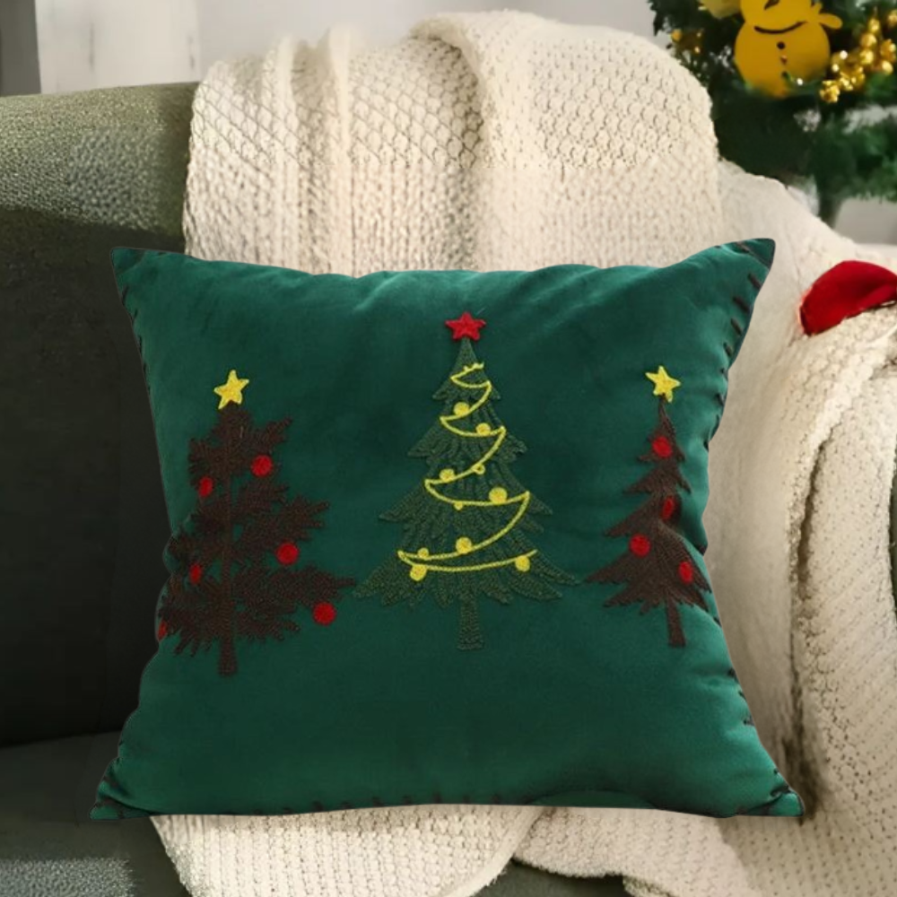 Christmas Cartoon Embroidered Decorative Cushion Cover