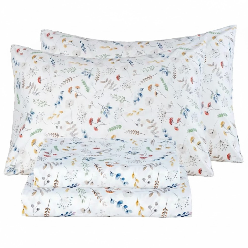 Pack Of 4 Floral Cooling Ultra Soft Bed Sheets