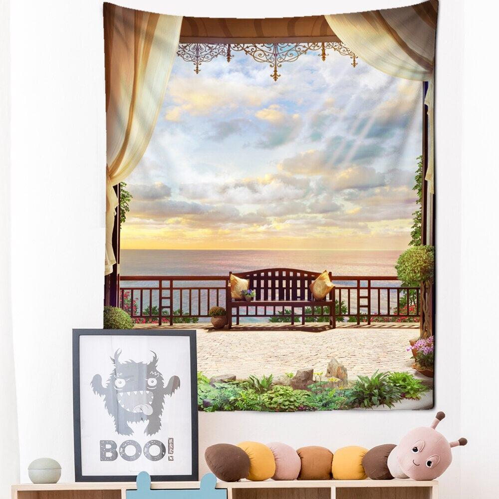 Corridor Scenery Tapestry Wall Hanging Tapis Cloth