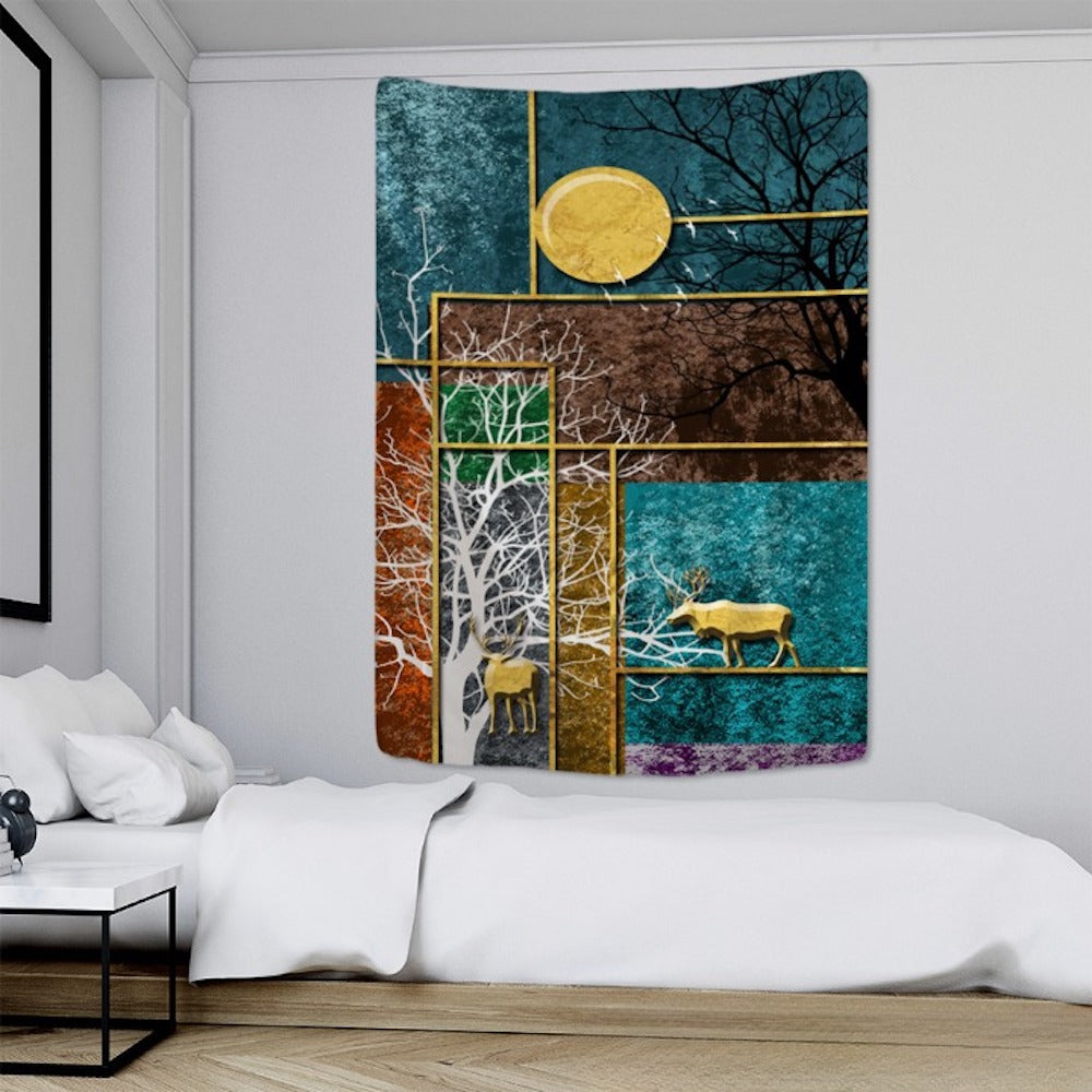 Modern Paintings Style Tapestry Wall Hanging Tapis Cloth