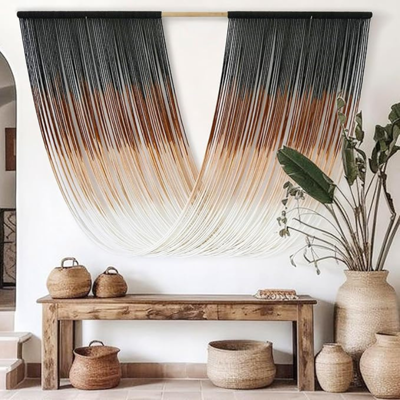 Boho Handwoven Design Ombre Macrame Wall Art Tapestry