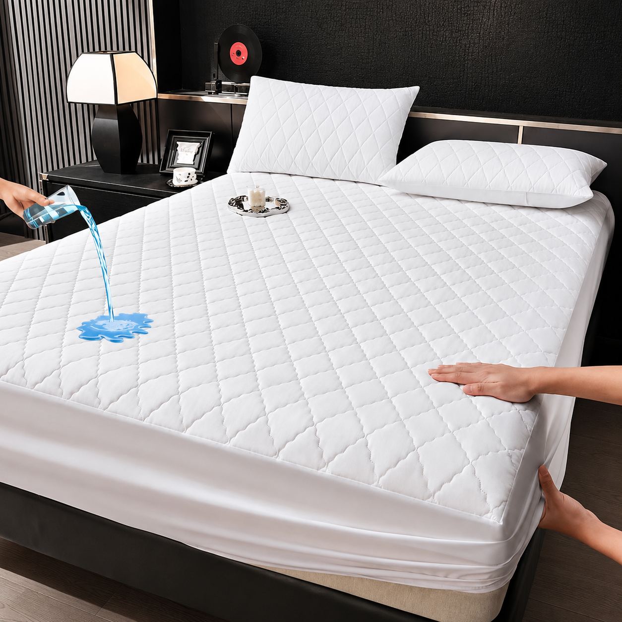Soft Quilted Deep Pocket Fitted Sheet with Mattress Protection for Bedroom