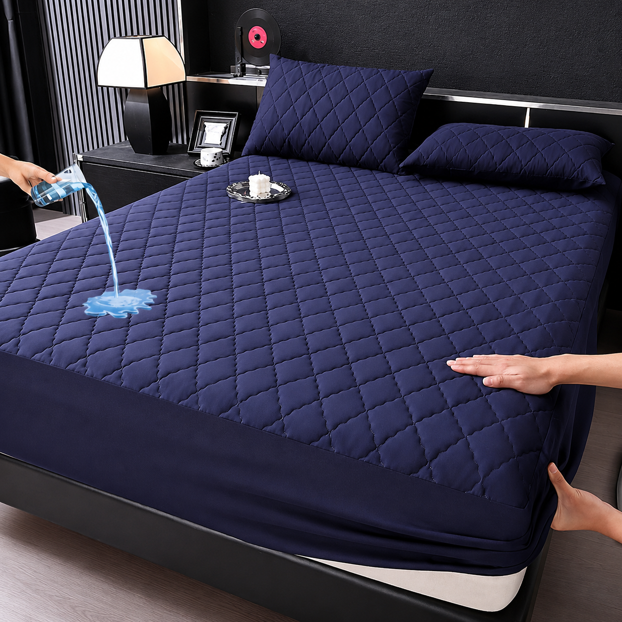 Soft Quilted Deep Pocket Fitted Sheet With Mattress Protection For Bedroom