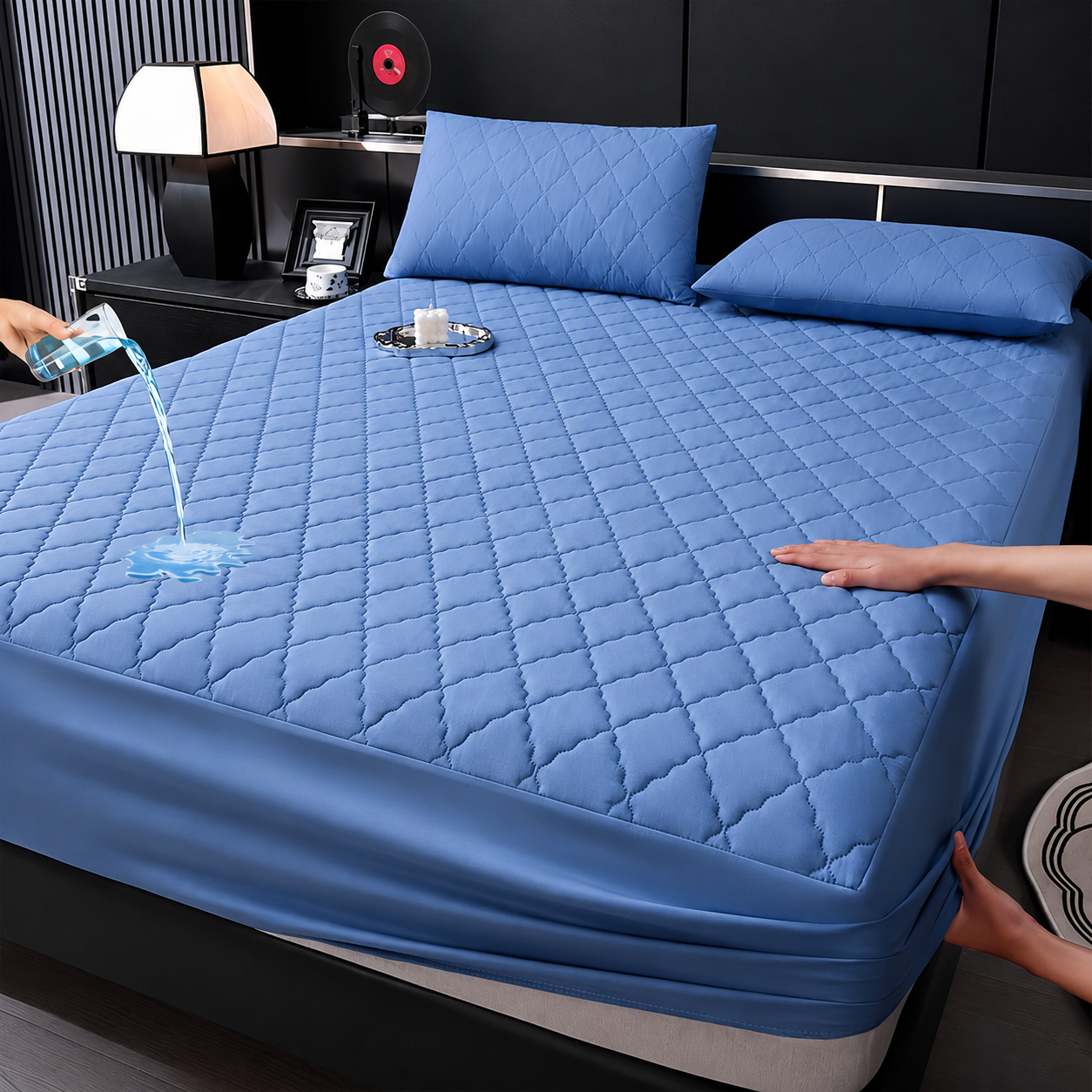 Soft Quilted Deep Pocket Fitted Sheet With Mattress Protection For Bedroom