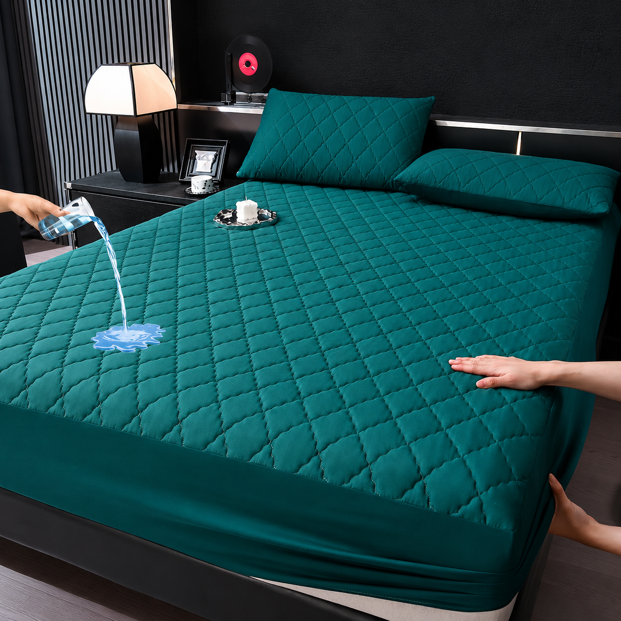 Soft Quilted Deep Pocket Fitted Sheet With Mattress Protection For Bedroom