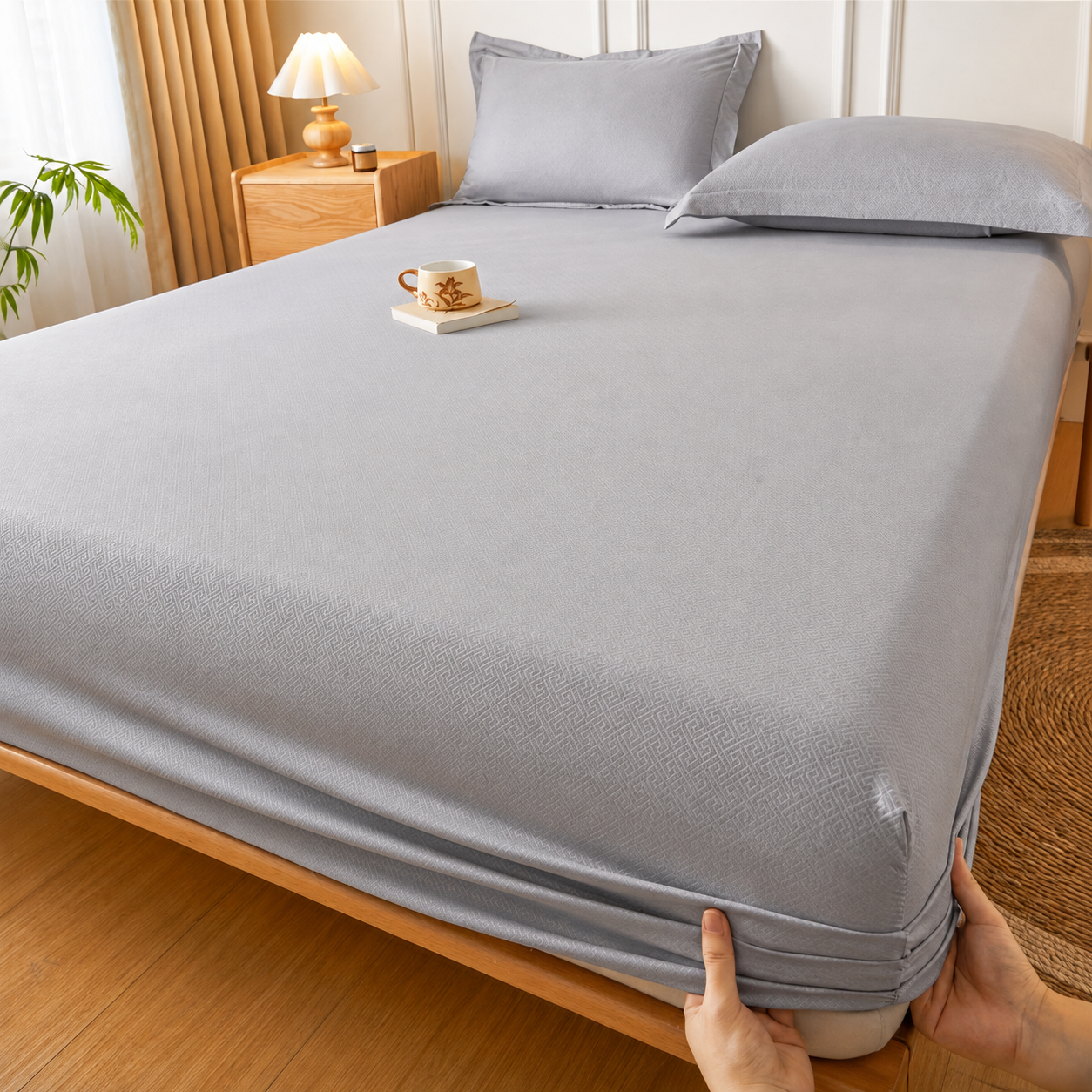 Embossed Fitted Sheet With Elastic Fit For All Season Bedding