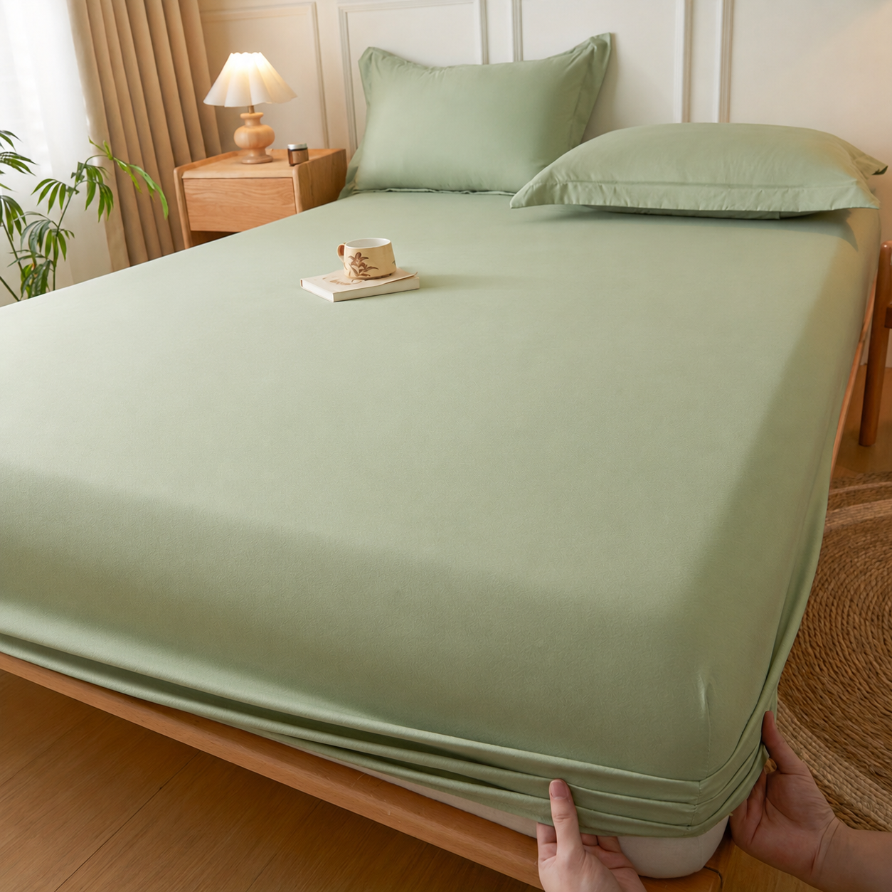 Embossed Fitted Sheet with Elastic Fit for All Season Bedding