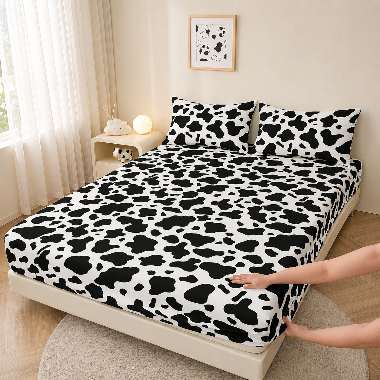 Soft Striped Fitted Sheet With Wrinkle Resistant Finish For Home And Dorm Bedding