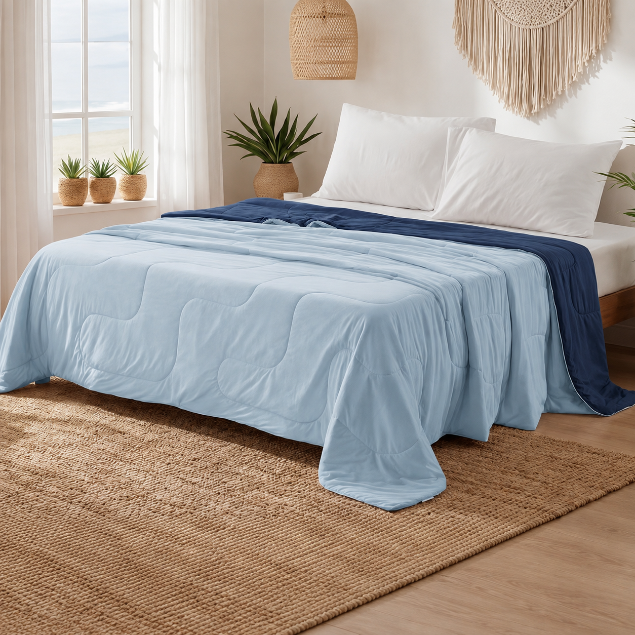Lightweight Cooling Comforter with Oversized Design for Summer Bedding