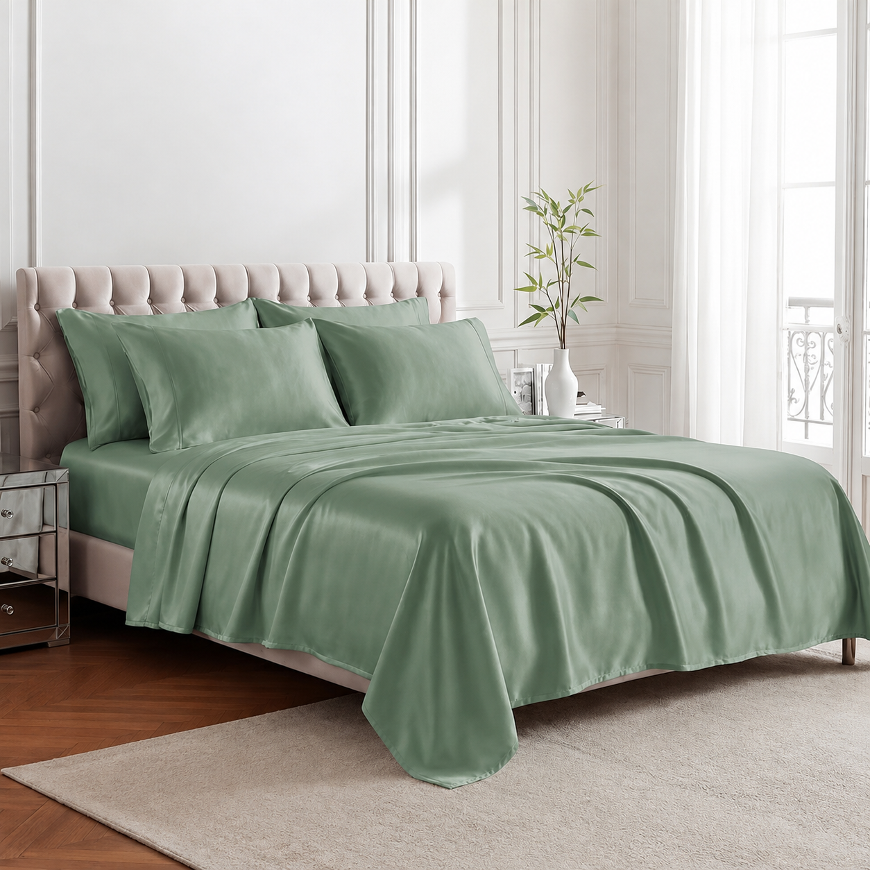 Pack Of 6 Ultra Soft Bamboo Cooling Bedsheet Set With Pillowcases