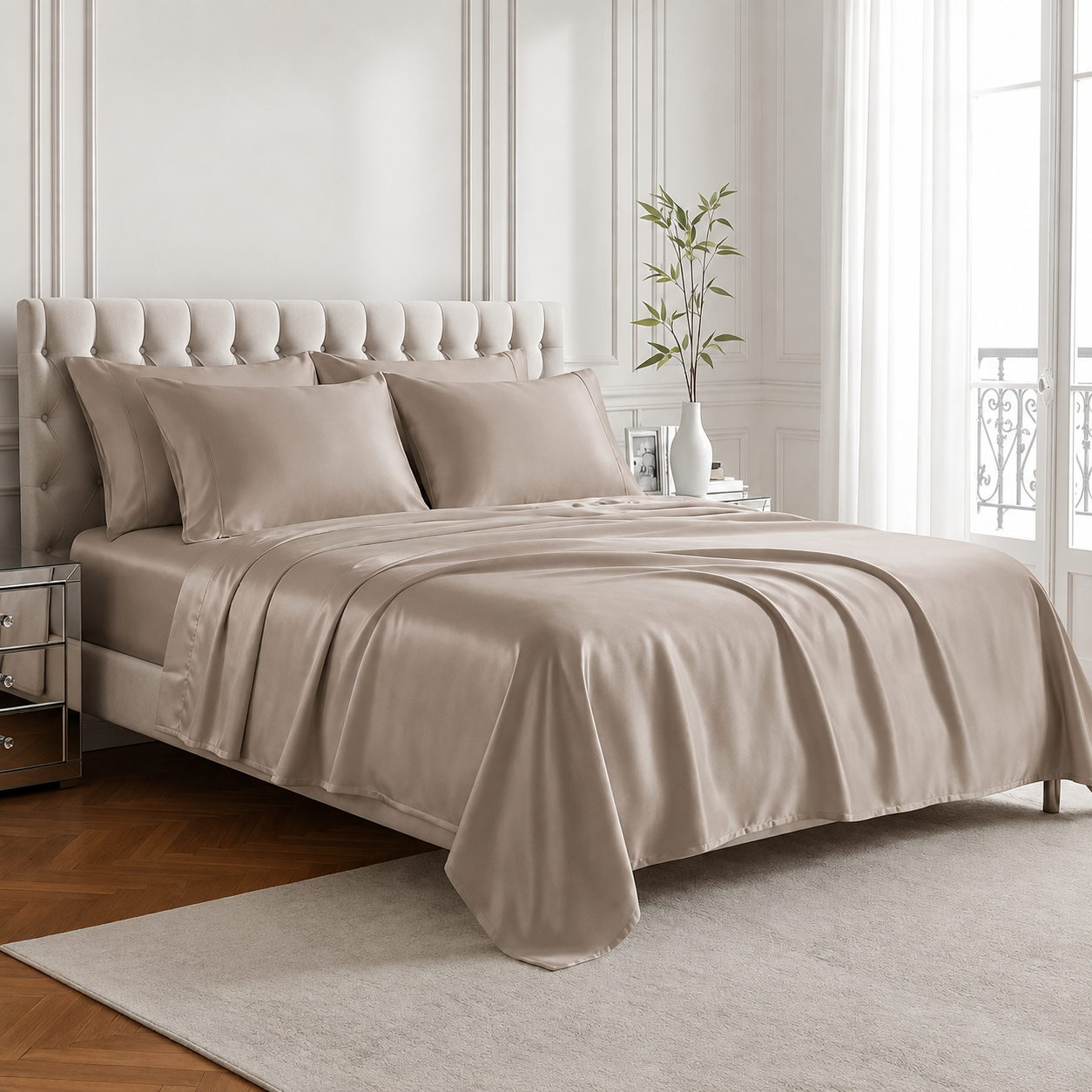 Pack of 6 Cooling Sheet Set with Deep Pocket Fitted Sheet Flat Sheet and Pillowcases