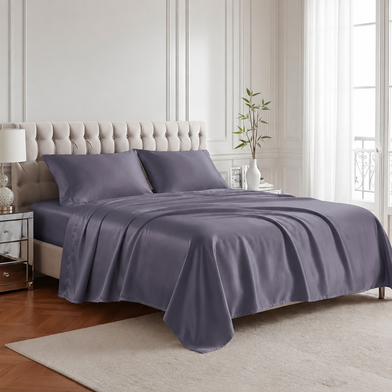 Pack Of 4 Bamboo Cooling Sheet Set With Deep Pocket Fitted Sheet