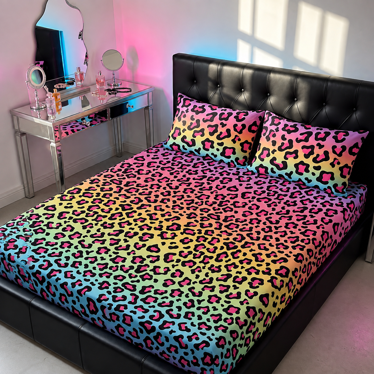 Soft Knitted Leopard Print Fitted Sheet With Deep Pocket And Wrinkle Resistant Finish
