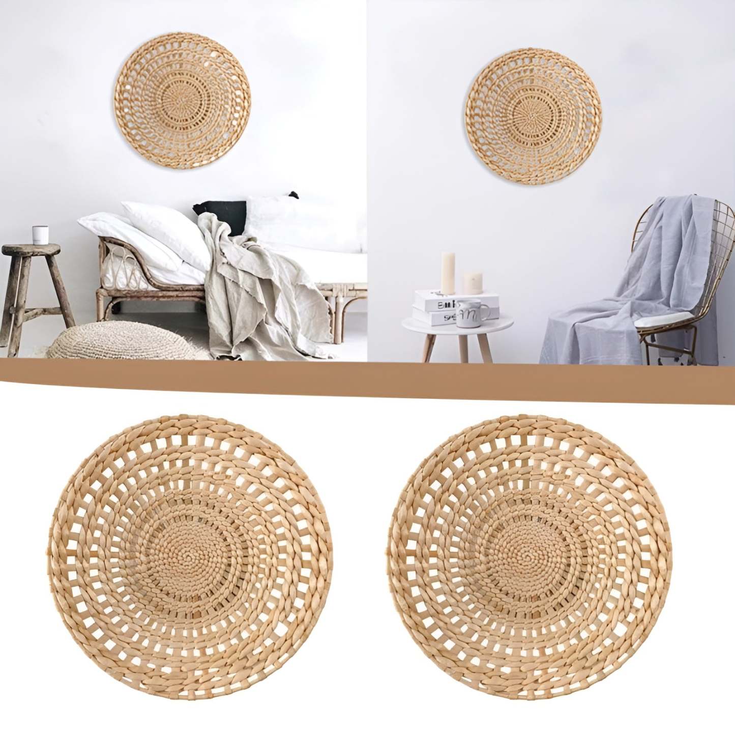 Handwoven Wall Basket Decorative Wicker Hanging Art For Home