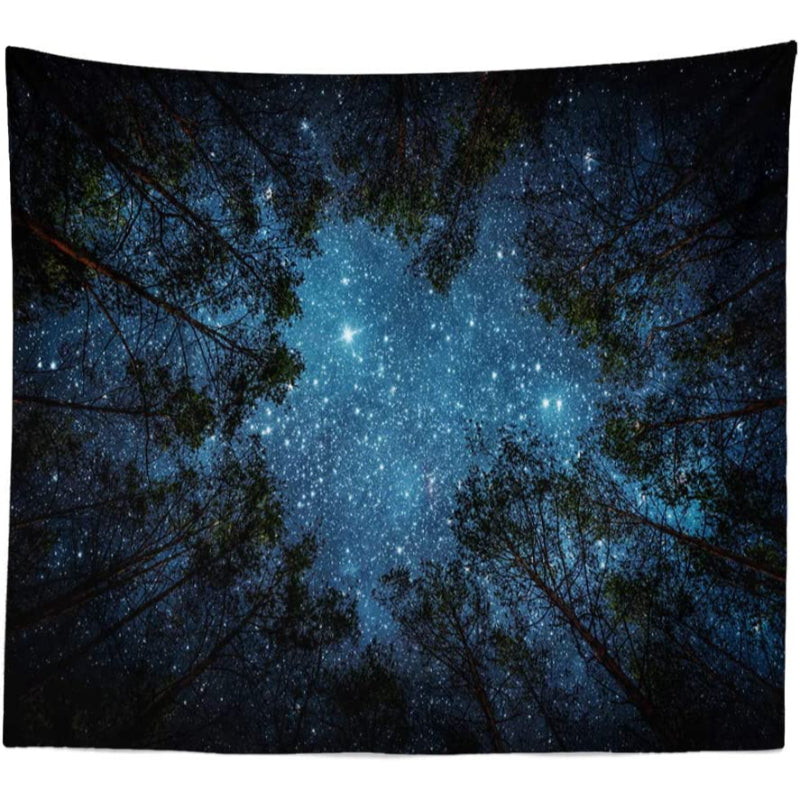 Forest Tapestry Home Decor Landscape Tapestry Living Room Bedroom Decoration Tapestry Magic Tapestry Curtain - Looking Up at The Stars