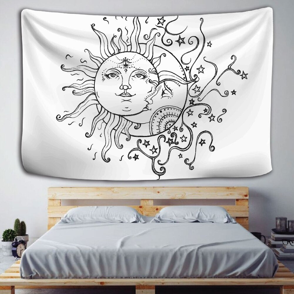 Sun And Moon Art Tapestry Wall Hanging Tapis Cloth