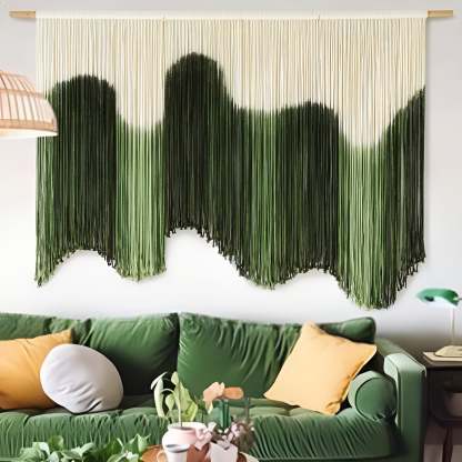 Handmade Macrame Wall Hanging With Dip Dyed Fiber Art