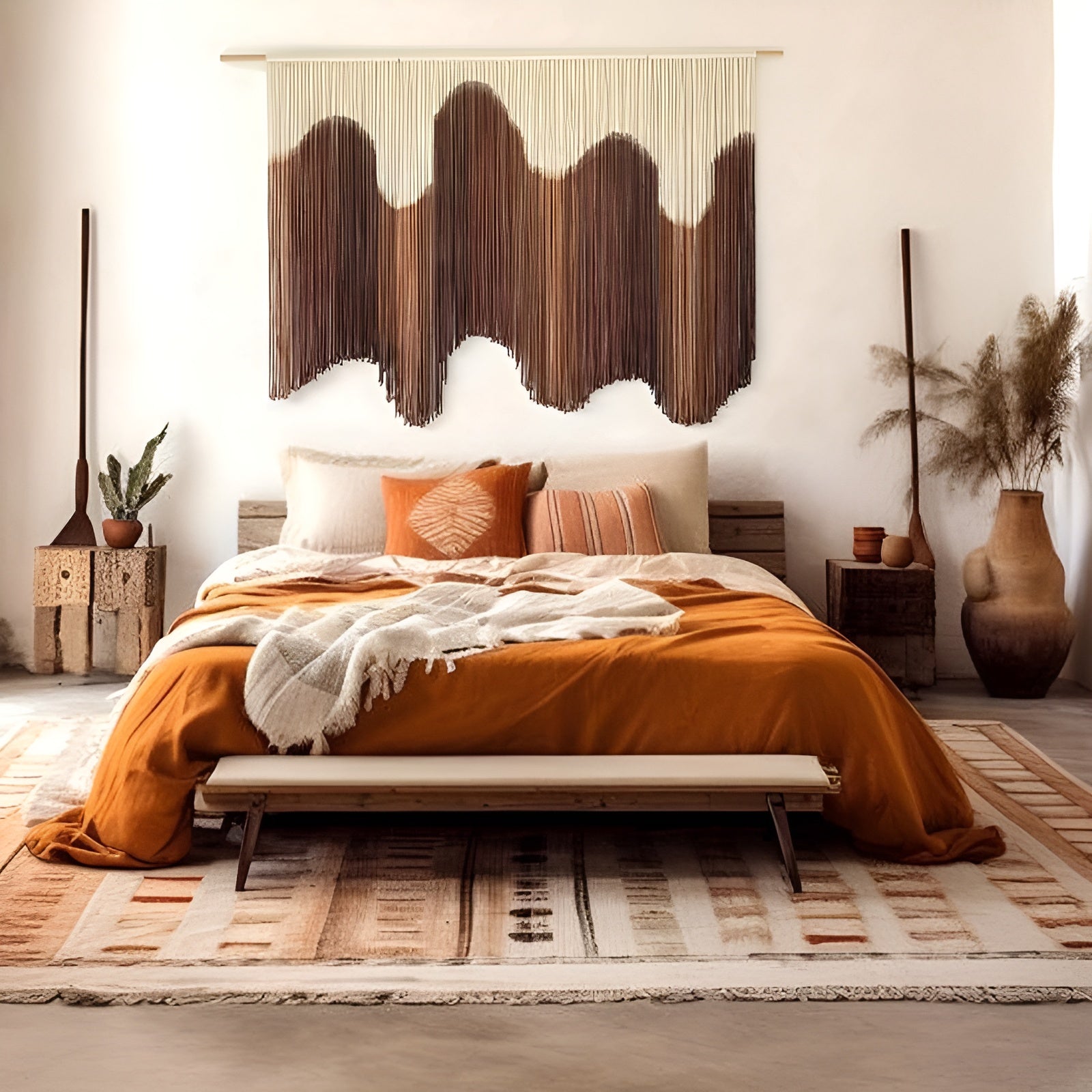 Handmade Macrame Wall Hanging With Dip Dyed Fiber ArtHandmade Macrame Wall Hanging With Dip Dyed Fiber Art - Image 2