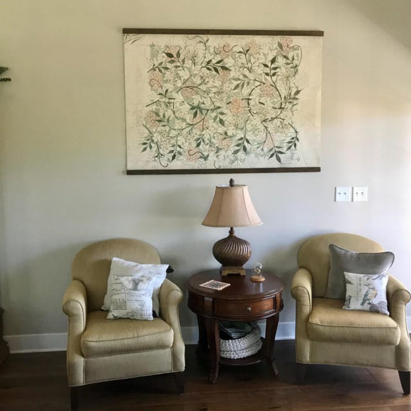 Oversized Wall Art Botanical Textile Canvas Vintage Inspired Tapestry