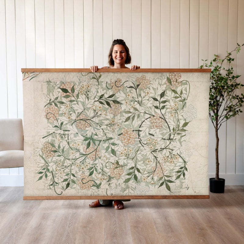 Oversized Wall Art Botanical Textile Canvas Vintage Inspired Tapestry