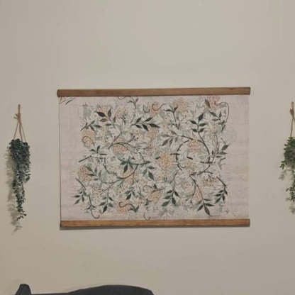 Oversized Wall Art Botanical Textile Canvas Vintage Inspired Tapestry