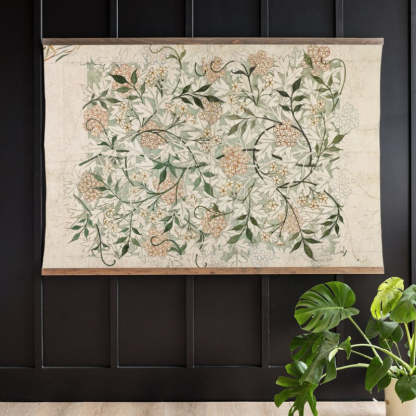 Oversized Wall Art Botanical Textile Canvas Vintage Inspired Tapestry