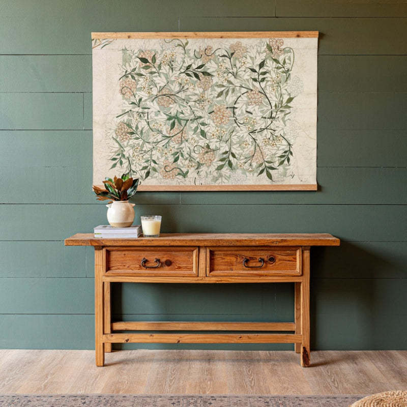 Oversized Wall Art Botanical Textile Canvas Vintage Inspired Tapestry