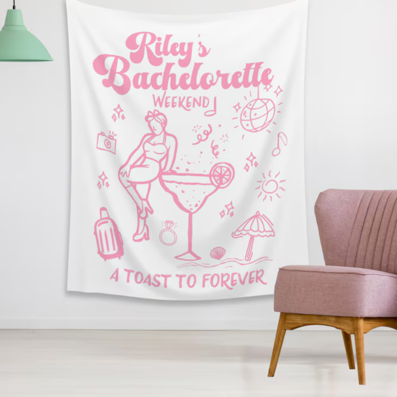 Personalized Bachelorette Party Design Wall Hanging Tapestry