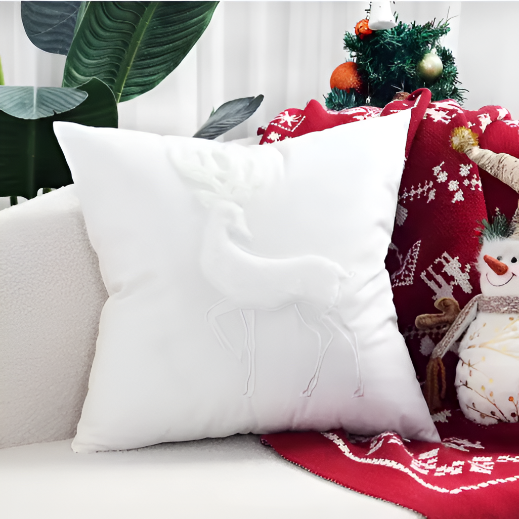 Christmas Cartoon Embroidered Decorative Cushion Cover