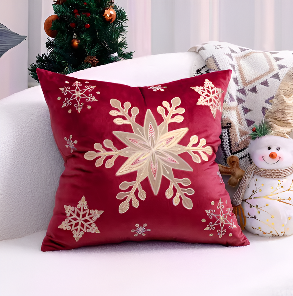 Holiday Letter Snowflake Embroidered Decorative Square Cushion CoverHoliday Embroidered Decorative Square Cushion Cover - Image 10