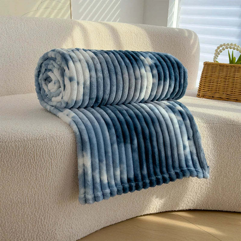 Faux Fur Throw Blanket Ribbed Texture for Cozy Spaces