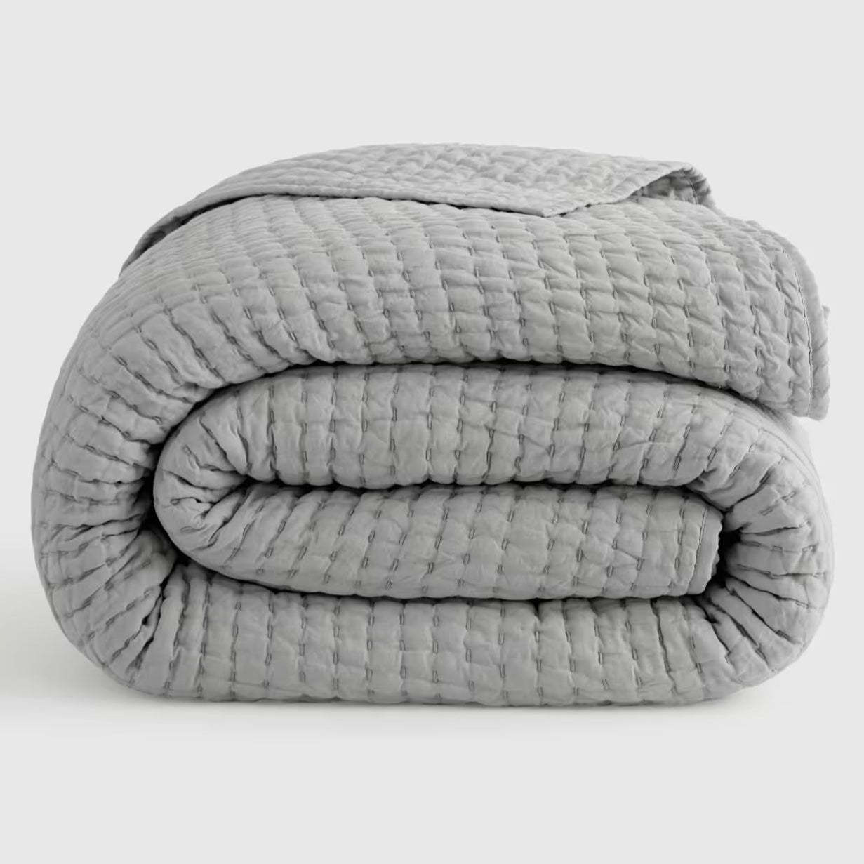 Stitched European Linen Cotton Quilt Modern Textured Bedding