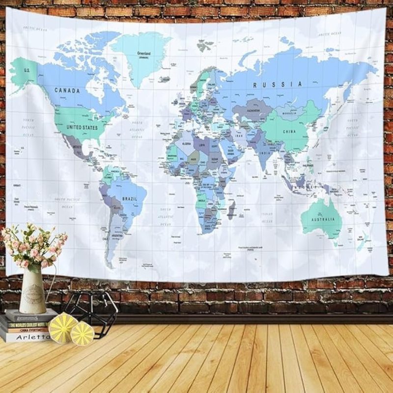 Wall Tapestry With Detailed World Map And Country Names For Home Or ClassroomWall Tapestry With Detailed World Map And Country Names For Home Or Classroom - Image 13