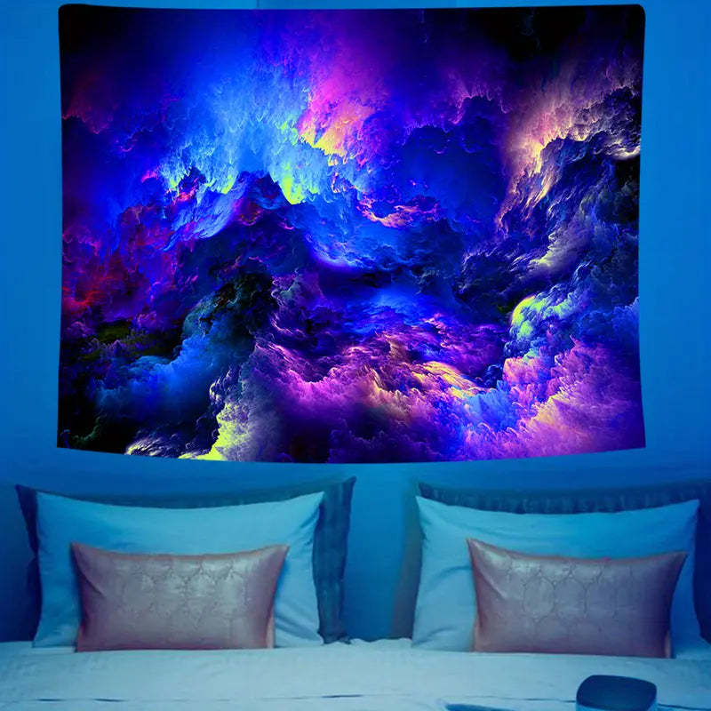 Vibrant Galaxy Fluorescent Tapestry – Glow-in-the-Dark Decor